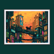 Futuristic Cityscape pixyls sticker by number canvas, finished and framed