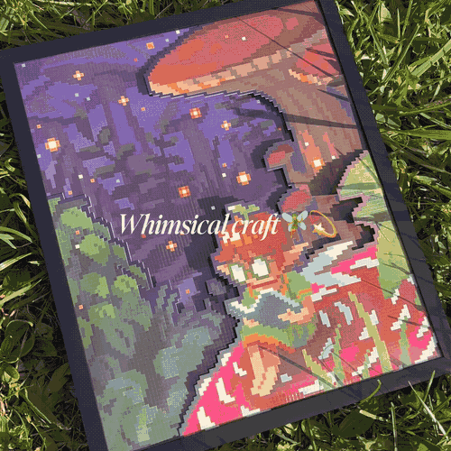 Mushroom Fairy Canvas finished and displayed, animated