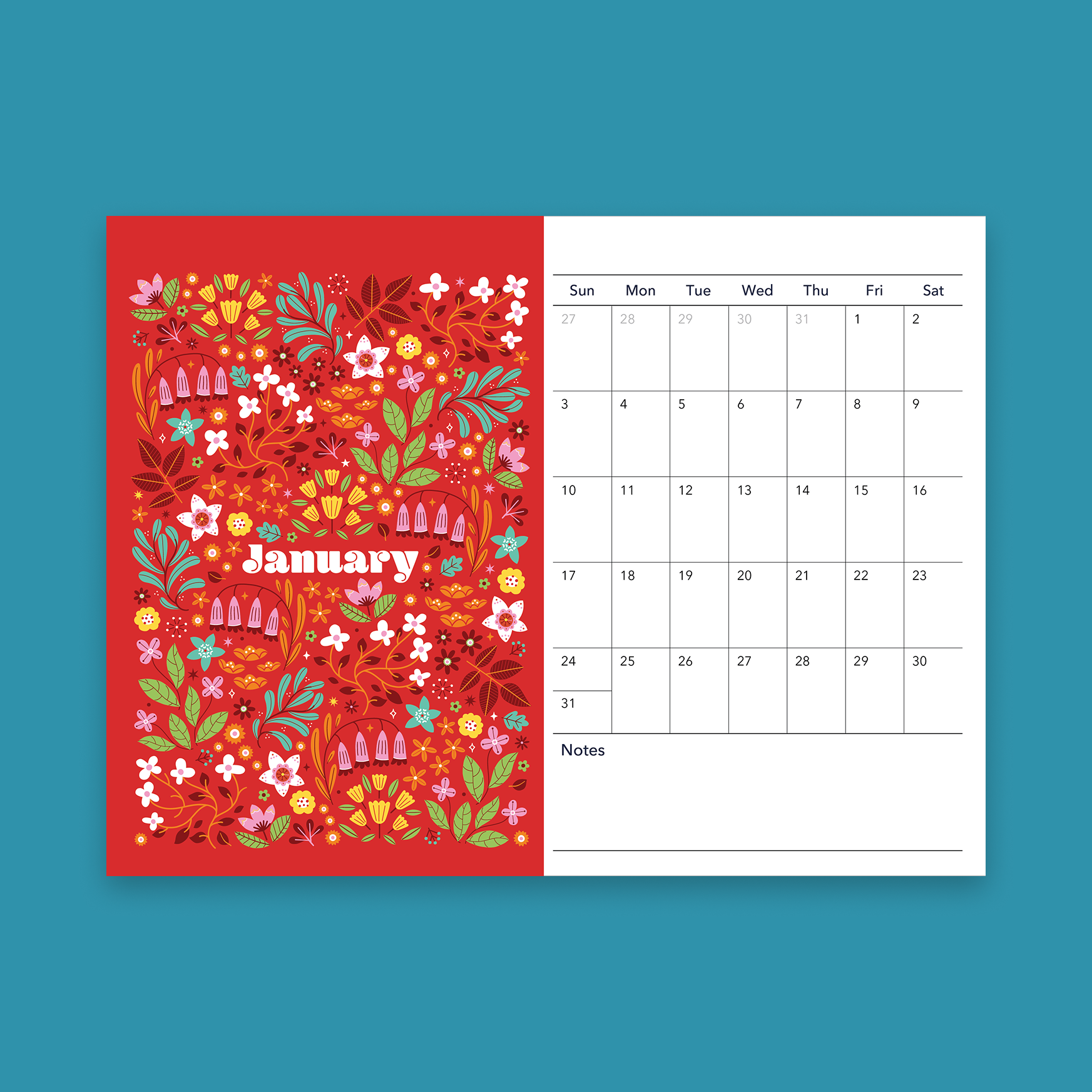 Vexyls x Anna Deegan 2027 Desk Calendar january